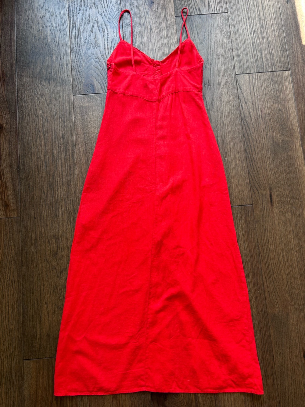 Zara Red Midi Button-Front Slip Dress - Picture 2 of 6